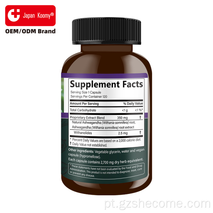 Suplemento de ervas Shecome Ashwagandha para suporte ao estresse e sono